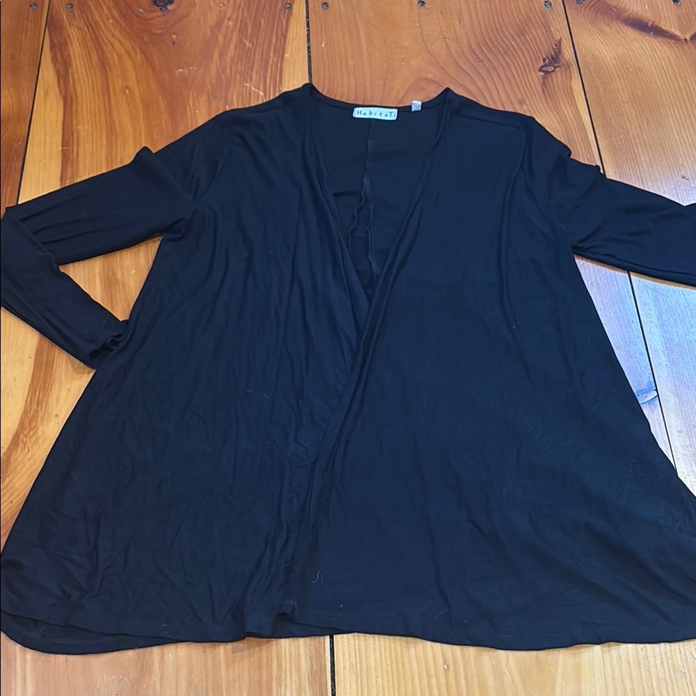 HABITAT S Black Open Cardigan Layer Lagenlook Long Sleeve